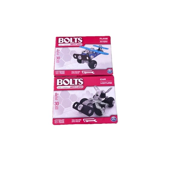 2 Meccano BOLTS Steel Kits Plane & Car Building Construction Stem Engineering - Picture 1 of 7